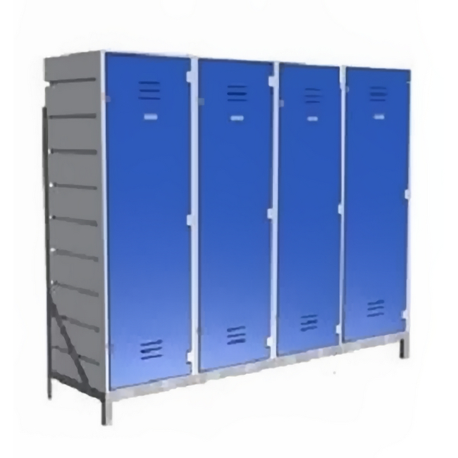 Plastic Sports Lockers on Frame - 4 x 1-Tier (4 Tiers) - HACCP - 4SLF