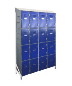 Plastic Lockers on Frame - 4 x 4-Tier (16 Tiers) - Solid Door - Slanted Top - HACCP - 4-4LF-SLANTED