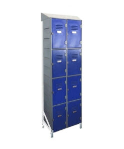 Plastic Lockers on Frame - 2 x 4-Tier (8 Tiers) - Solid Door - Slanted Top - HACCP - 2-4LF-SLANTED