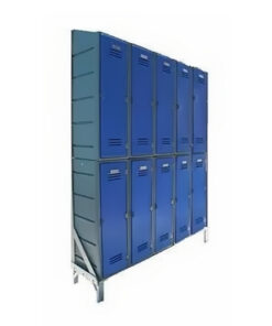 Plastic Clothes Lockers on Frame - 5 x Flat Top and 5 x Slanted Top Lockers - HACCP - 10CF-SLANTED