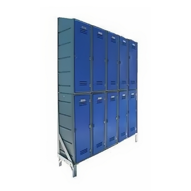Plastic Clothes Lockers on Frame - 5 x Flat Top and 5 x Slanted Top Lockers - HACCP - 10CF-SLANTED