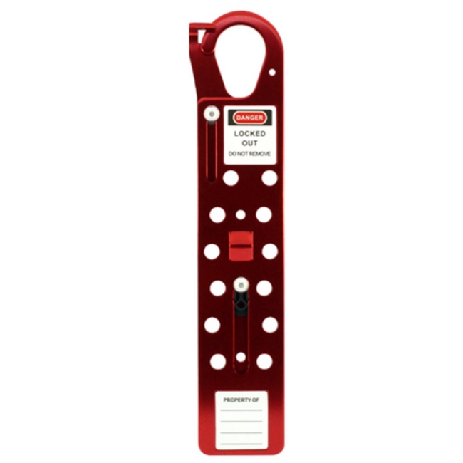 Lockout Hasp - Aluminium - 12 Hole - Red - 26 x 4cm