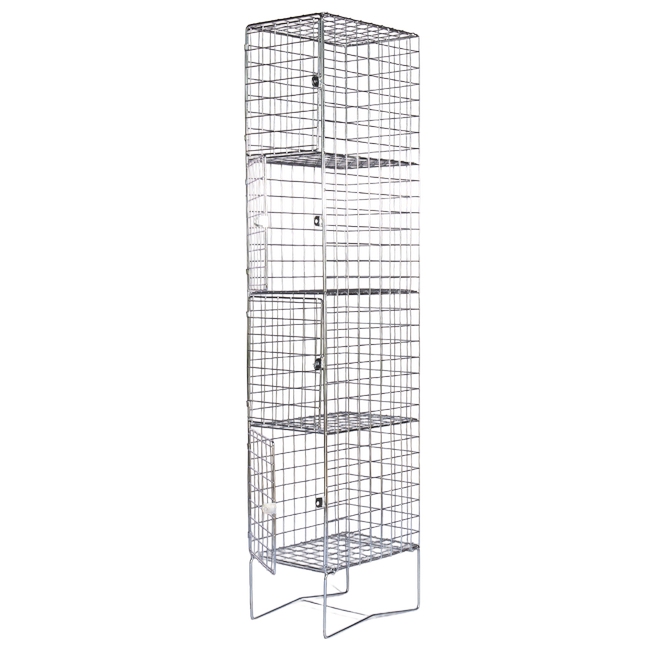 Wire Mesh Locker - Electro Plated - 4 Doors - 180 x 30 x 45cm