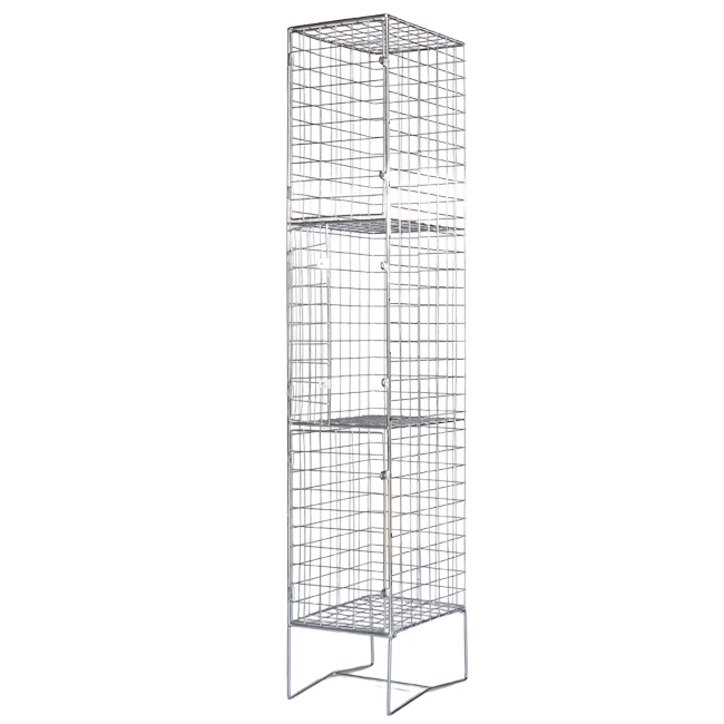Wire Mesh Locker - Electro Plated - 3 Doors - 180 x 30 x 45cm