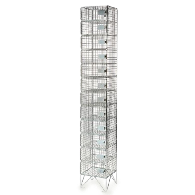 Wire Mesh Locker - Electro Plated - 12 Doors - 180 x 30 x 45cm