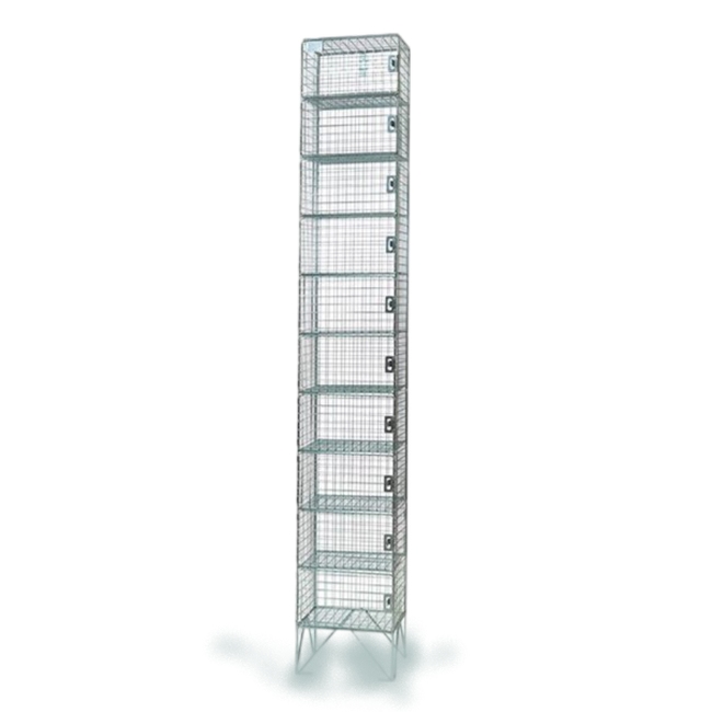 Wire Mesh Locker - Electro Plated - 10 Doors - 180 x 30 x 45cm