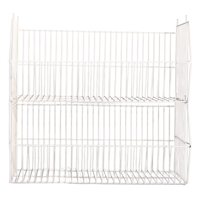 Steel Stacking Basket - White - 88 x 40 x 40 cm - Pack of 2