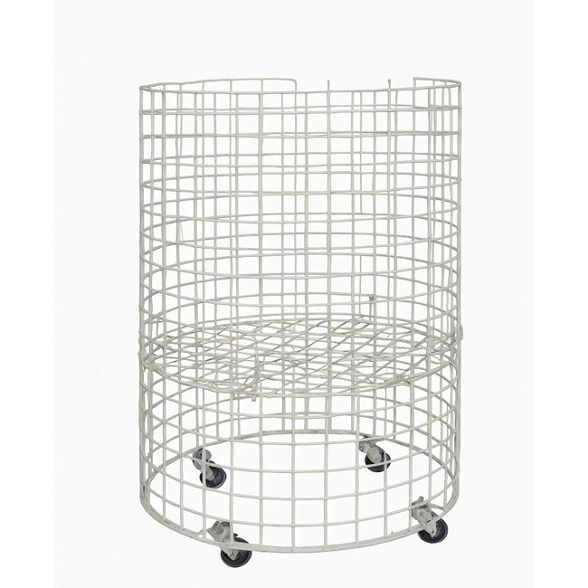 Steel Mesh Round Dump Bin - Adjustable Shelf and Castors - 86 X 58cm