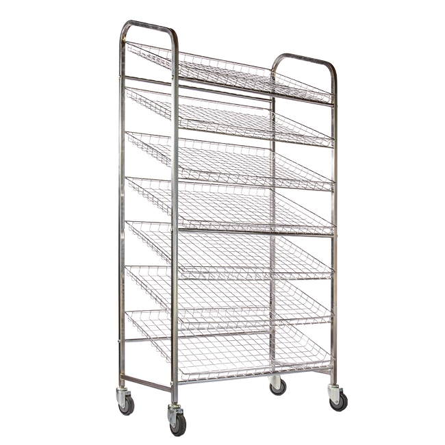 Wire Mesh Bread Trolley - Mobile - 7 Tier - Electroplated - 193 x 110 x 58cm