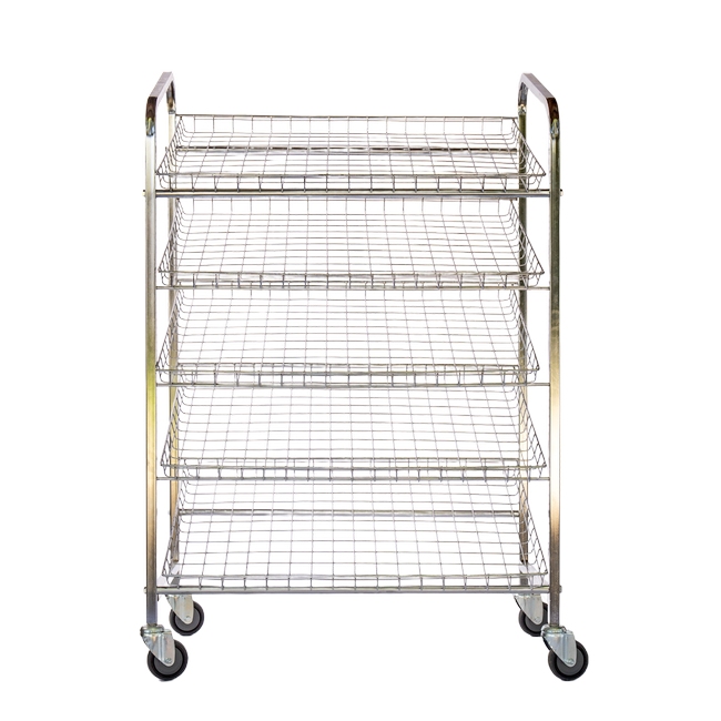 Wire Mesh Bread Trolley - Mobile - 5 Tier - Chromed - 153 x 110 x 58cm