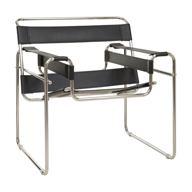 Visitors Arm Chair - Wassily Breuer - Stainless Steel and Black