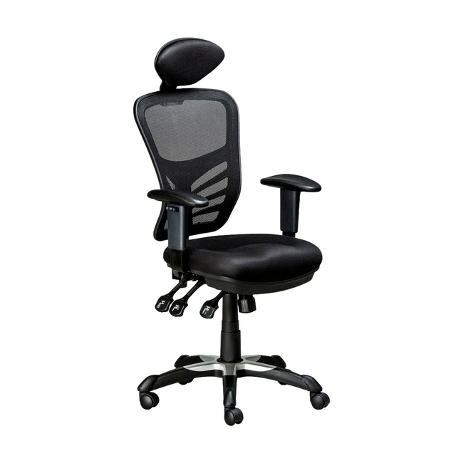 High Back Ergonomic Chair - Ergonet 3 - Netting - Headrest - 3 Lever Mechanism - Gas Height - Black