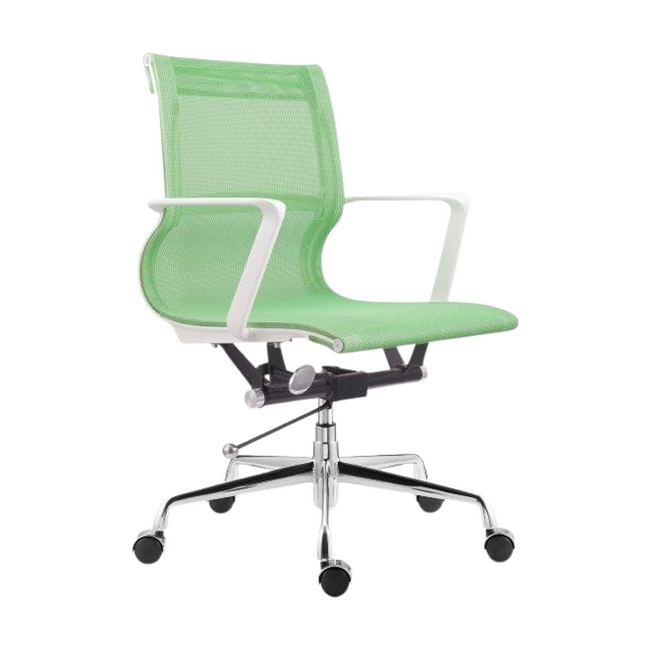 Medium Back Office Chair - Setu Replica - White Frame - Mesh and PVC - Swivel and Tilt - Gas Height - Colour Options