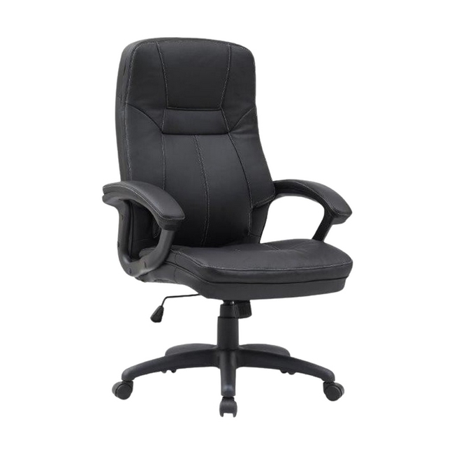 High Back Office Chair - PU Leather - Stud - Swivel Tilt Lock- Gas Height - Black