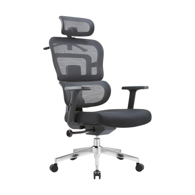 High Back Office Chair - Up To Ergo - Headrest - Mesh - Gas Height - Black