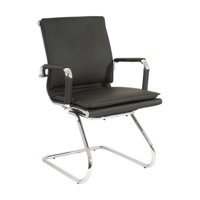 Visitors Arm Chair - Eames Flat Cushion - PU Leather - Colour Options