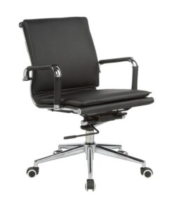 Medium Back Office Chair - Eames Flat Cushion - PU Leather - Tilt - Gas Height - Colour Options