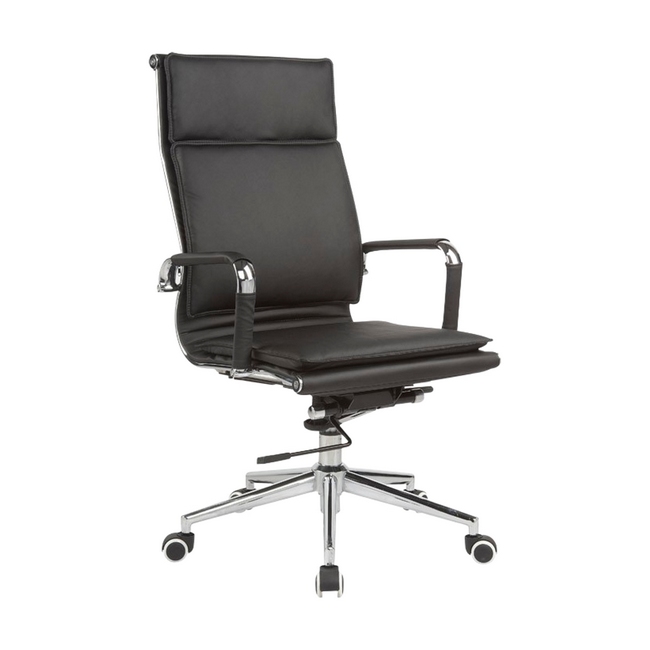 High Back Office Chair - Eames Flat Cushion - PU Leather - Tilt - Gas Height - Colour Options
