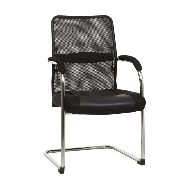 Visitors Arm Chair - Ice - Netting and PU Leather - Black