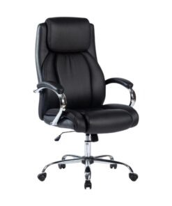 High Back Office Chair - PU Leather - Chrome Exec - Swivel and Tilt - Gas Height - Black