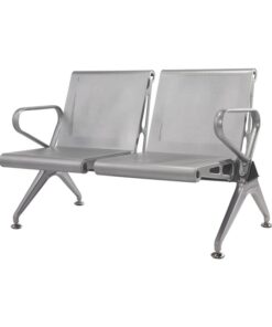 Airport Bench - Public Seating - New Chrome Deluxe - Indoor Use - Flat Packed - Two Seater - 118 x 68 x 78 cm