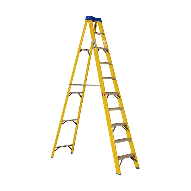 Partial Fibreglass Step Ladder - Single Sided - Industrial A-Frame - 14 Steps - 4.2m