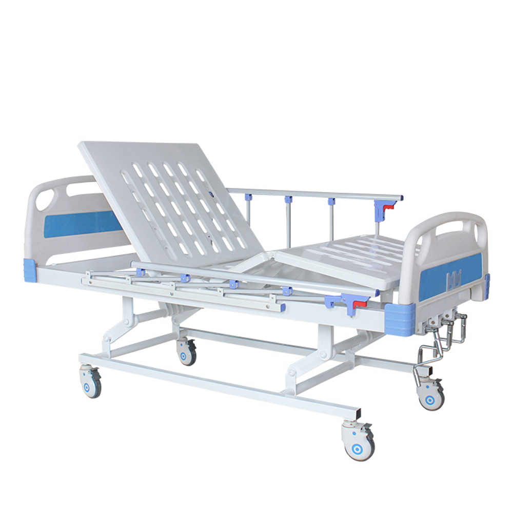 Three Crank Abs Hospital Bed With 4 Section 8cm Mattress
