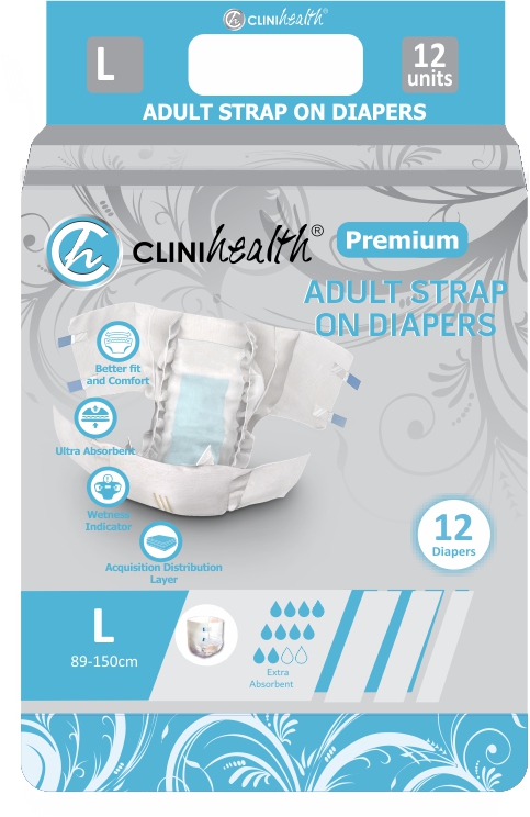Adult Diapers Premium Strap On 12s – Large