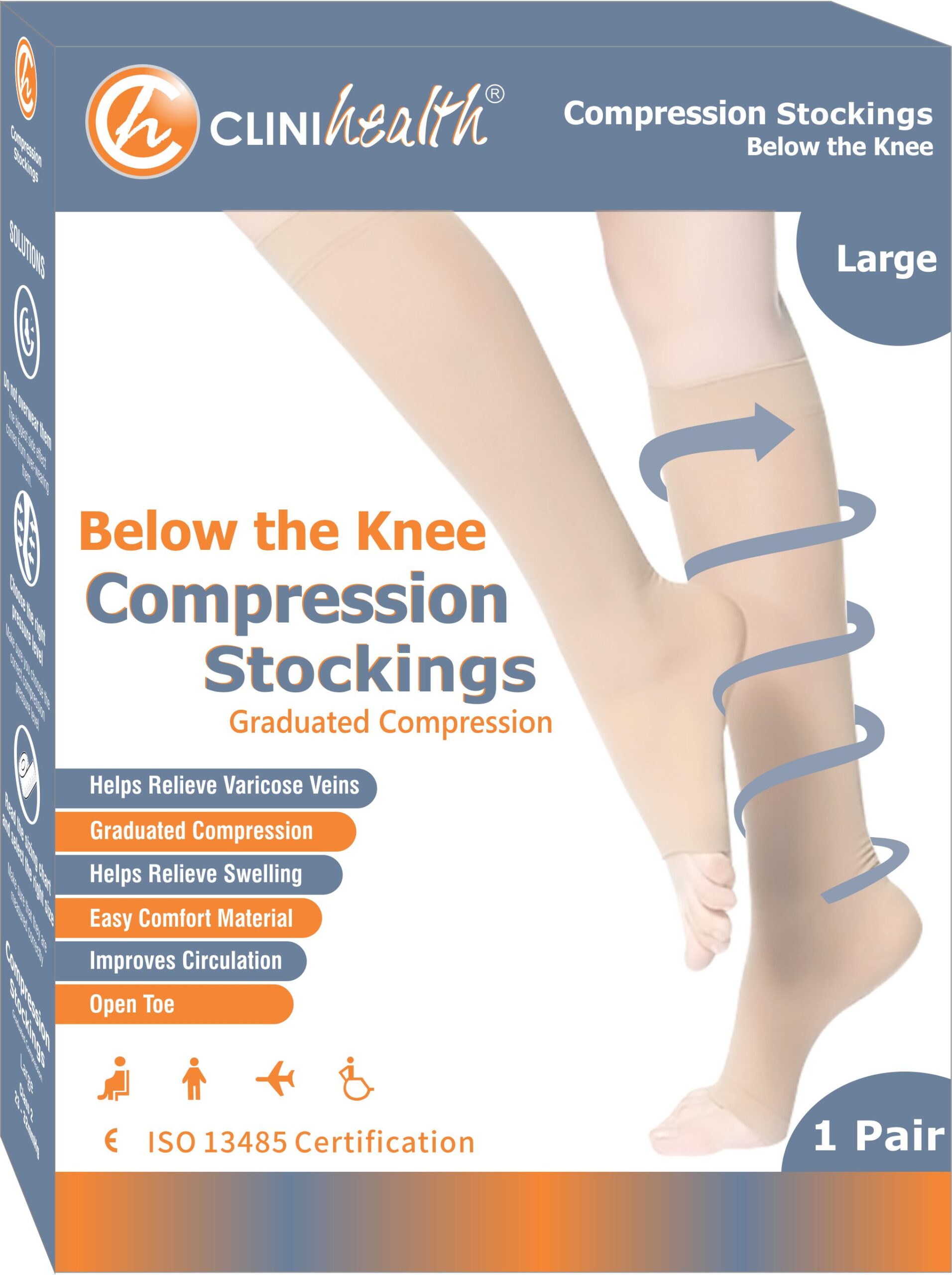 Compression Stockings Below the Knee Class 2 Orange – Large