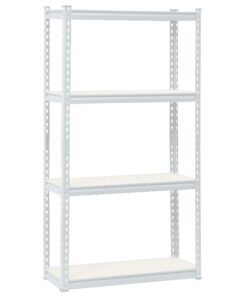 Steel Shelving - 4 Tier - Medium Duty - Boltless - Metal Frame - MDF Shelves - White - ADIY3901