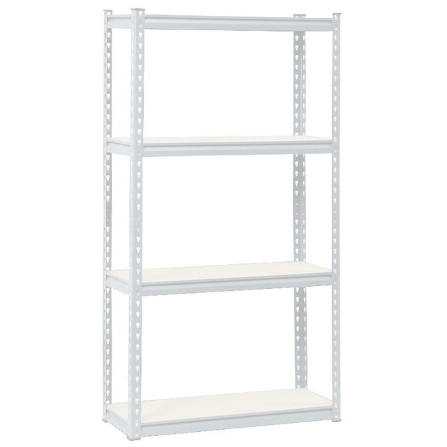 Steel Shelving - 4 Tier - Medium Duty - Boltless - Metal Frame - MDF Shelves - White - ADIY3901