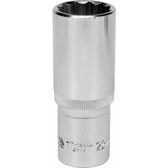 Bi-hex Deep Socket - 12 Point - Chrome Vanadium - 1/2" Connector - 76mm Length - 22mm - YT-12944