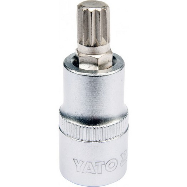 Spline Bit Socket - Chrome Vanadium - 1/2" Connector - Standard Length - M10 x 50mm - YT-04343