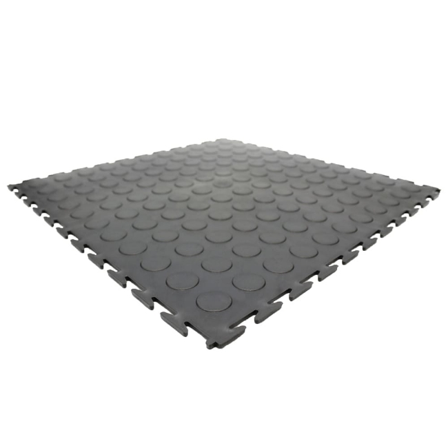 Kwiklok Interlocking PVC Floor Tiles - Recycled - 46.5 x 46.5 x 0.6 cm - Black - RUBKL6