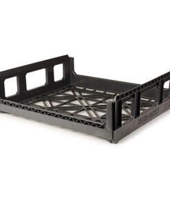 Stack Nest Crate - Vented Base and Sides - Plastic Box - Short Height - 59.5 x 52.5 x 17 cm - Recycled Material - Black - PI-100S-black