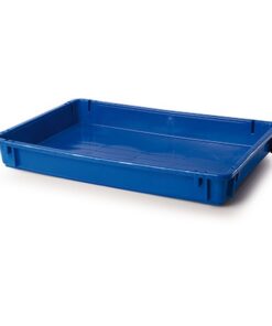 Stack Nest Butchery Crate - Fruit Drying Plastic Box - Solid Sides and Base - 60 x 40 x 7.5 cm - Virgin Material - HACCP - PI-647-S-virgin