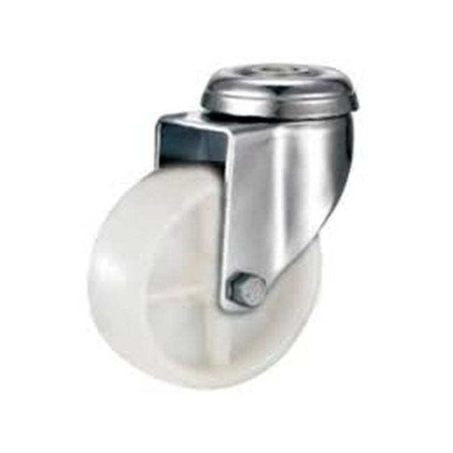 Castor Wheels - Nylon - Bolt Hole - Swivel - White - 75mm - TOOC468
