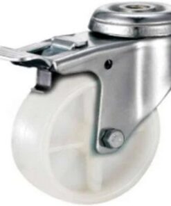 Castor Wheels - Polypropylene - Bolt Hole Swivel - Brake - White - 65mm - TOOC408