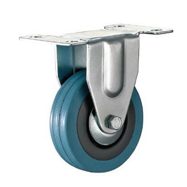 Castor Wheels - Blue Rubber - Fixed Wheel - 100mm - TOOC445