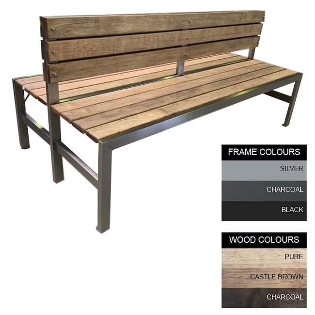 Slimline Bench - Steel and Wood - Adj. Feet - 45x180x98cm - Colour Options - SLBD4641PC