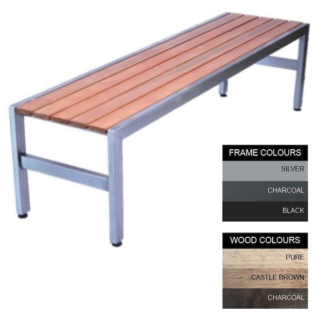 Slimline Bench - Steel and Wood - Bolt Down - 45x150x45cm - Colour Options - SL4632PC