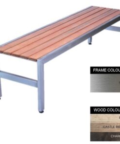 Slimline Bench - Stainless Steel 304 and Wood - Bolt Down - 45x150x45cm - Colour Options - SL4232S