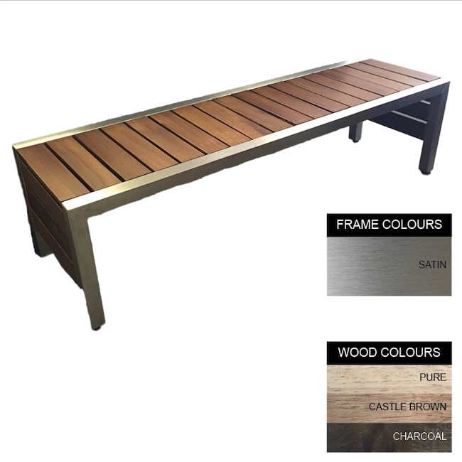 Mall Bench - Stainless Steel 304 and Wood - Adj. Feet - 45x150x51cm - Colour Options - ML4231S