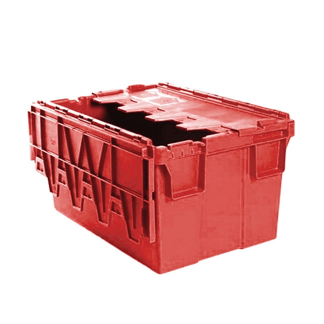 Plastic Crate - Hinged Lid - SABS Approved - 55L-Red - Pack of 80 - AT64315-red