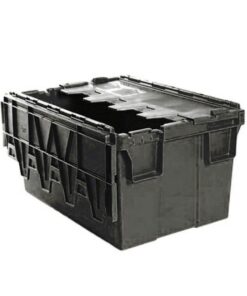 Plastic Crate - Hinged Lid - 55L - Recycled Plastic - Black - Pack of 80 - AT64315-black
