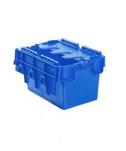 Plastic Crate - Hinged Lid - SABS Approved - 6.4L - Blue - Pack of 100 - AT32182-blue