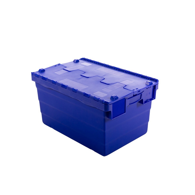 Crate - Security Container - Plastic ALC - Attached Hinged Lid - 52L - 60 x 40 x 32cm - Blue - ALC-320-Blue