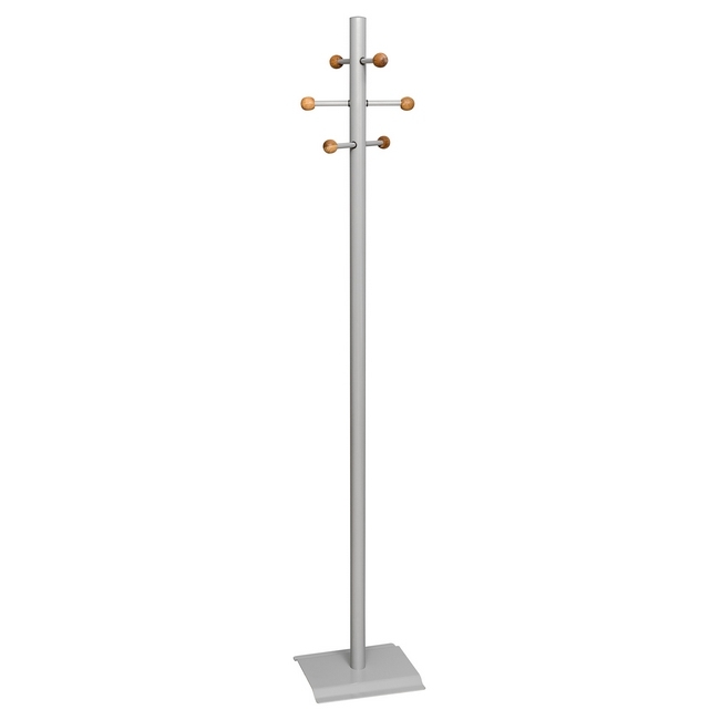 Coat and Hat Stand - Steel - 6 Wooden Balls - 32 x 27 x 175 cm - Silver - 822SI