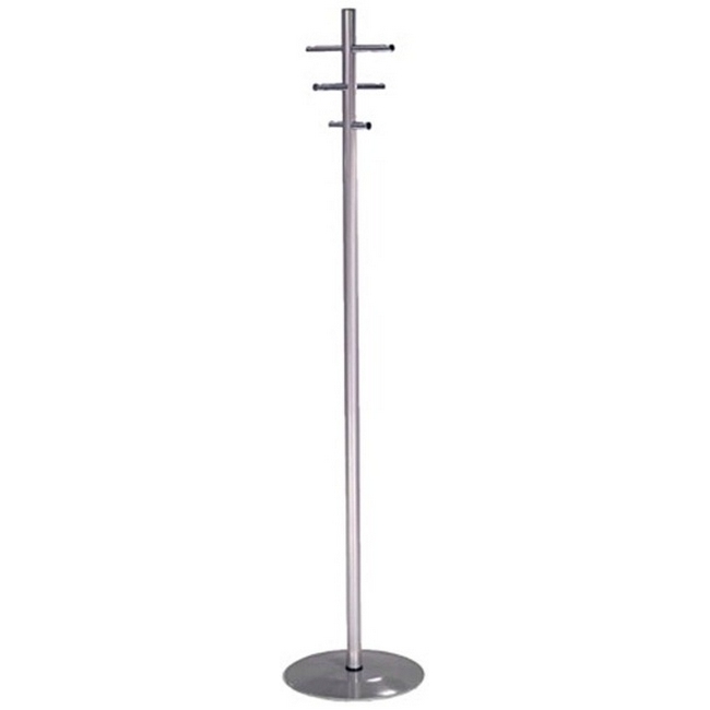 Coat and Hat Stand - Chrome - 6 Chrome Hooks - 38 x 38 x 175 cm - 819SI