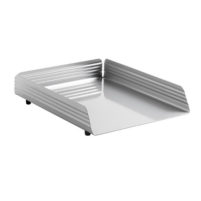 Letter Tray - Single - Fluted Steel Range - Metal - 35 x 25 x 6.5 cm - Silver - 531SI